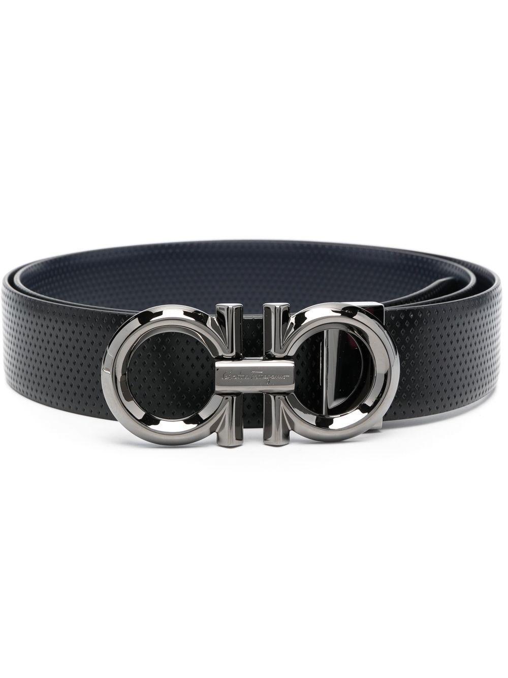 logo-buckle leather belt