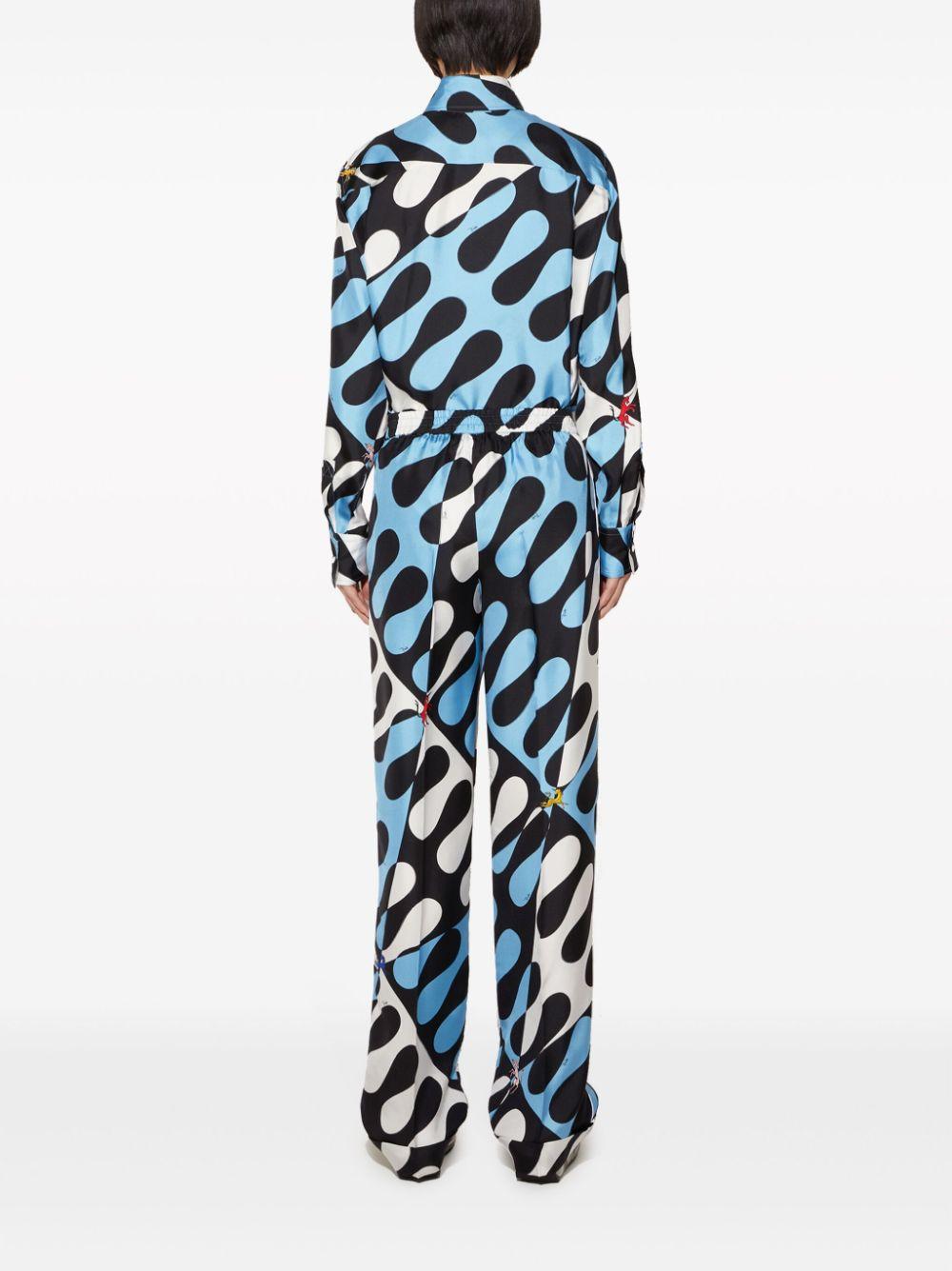 Leocorno-print silk trousers 