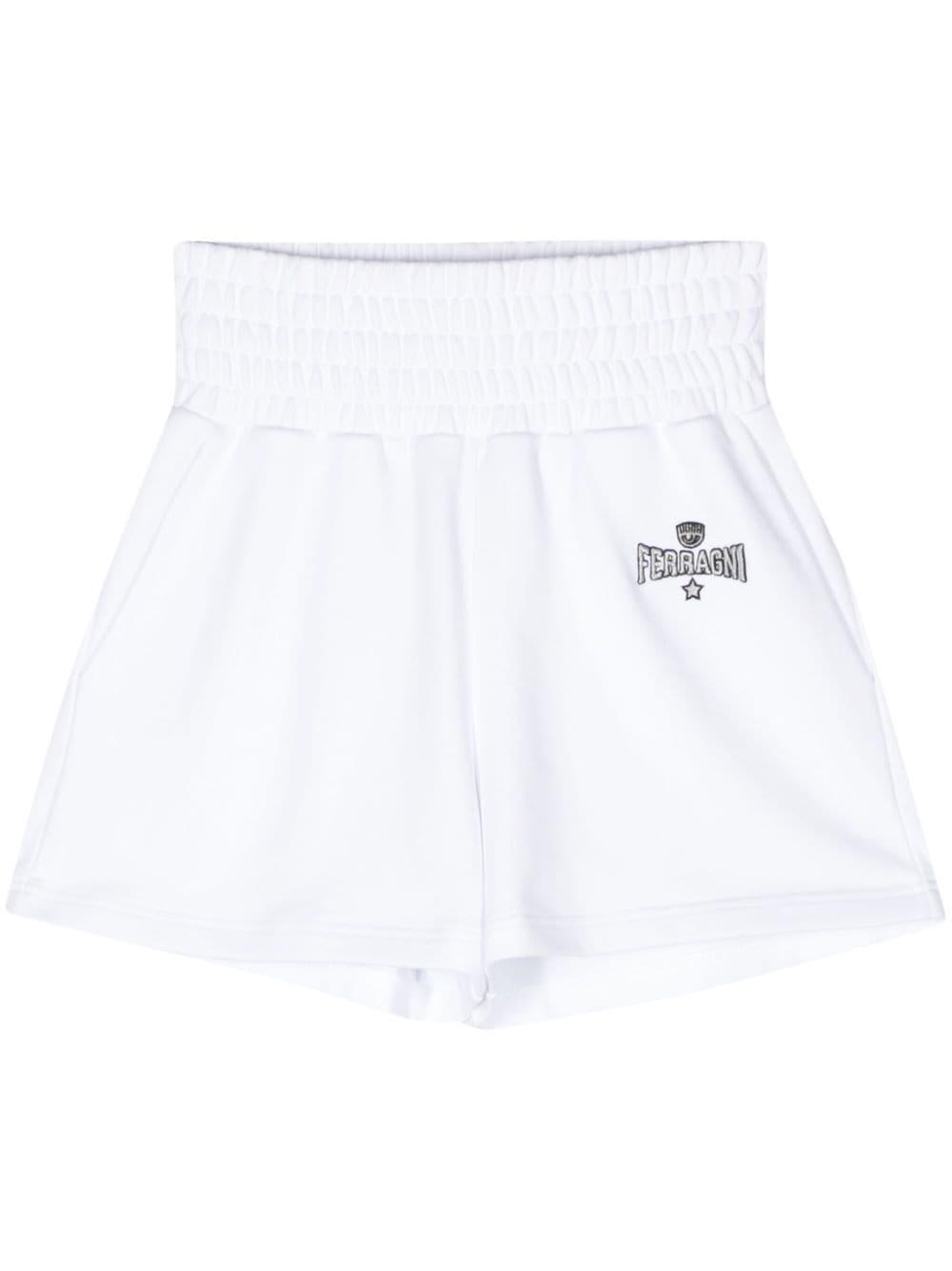 embroidered-logo shorts