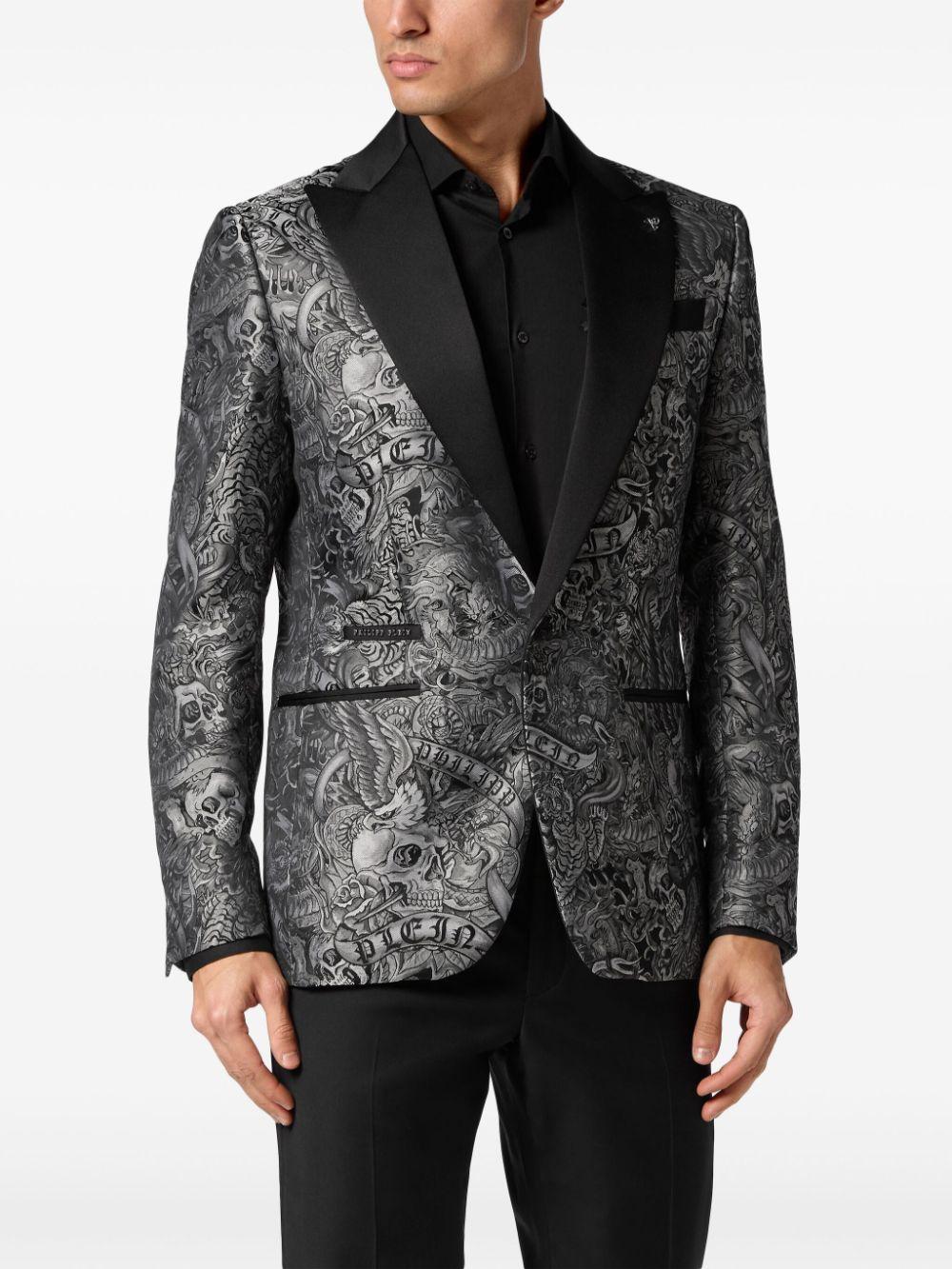 Lord Tattoo-print single-breasted blazer