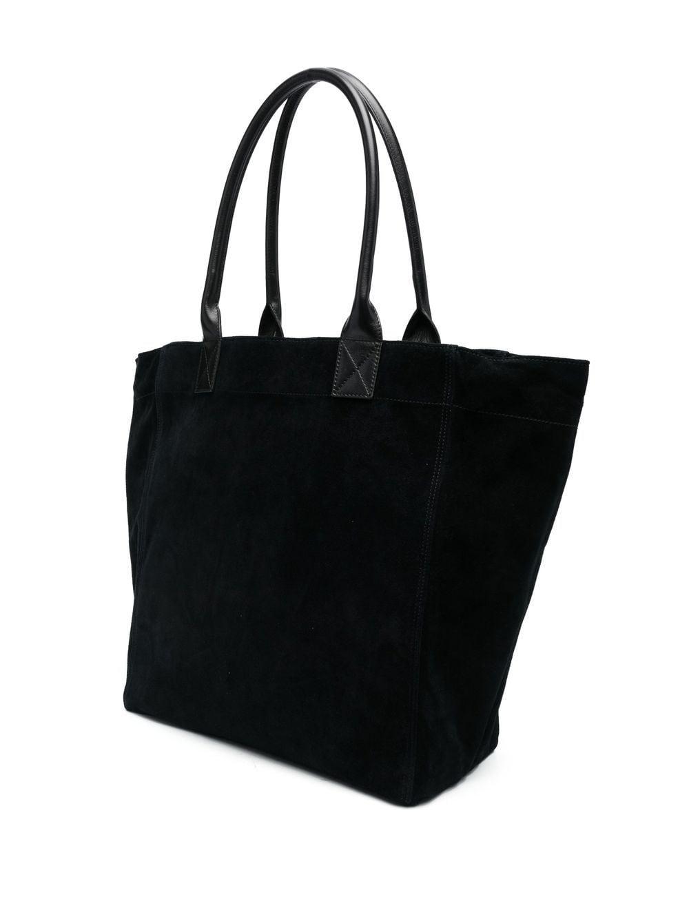 logo-embroidered suede tote bag