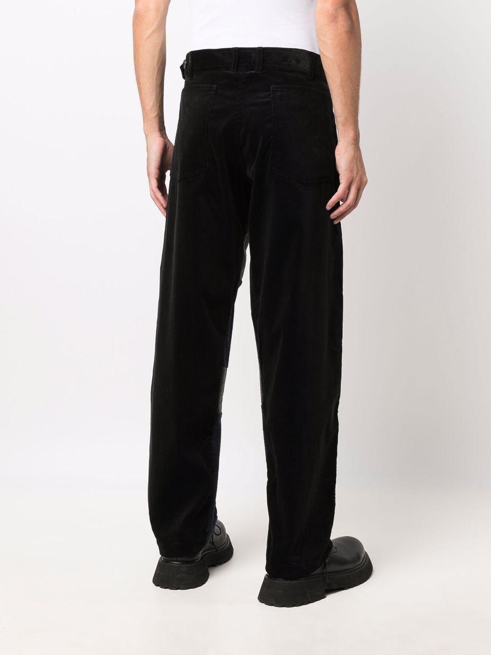 contrast patchwork straight-leg trousers 