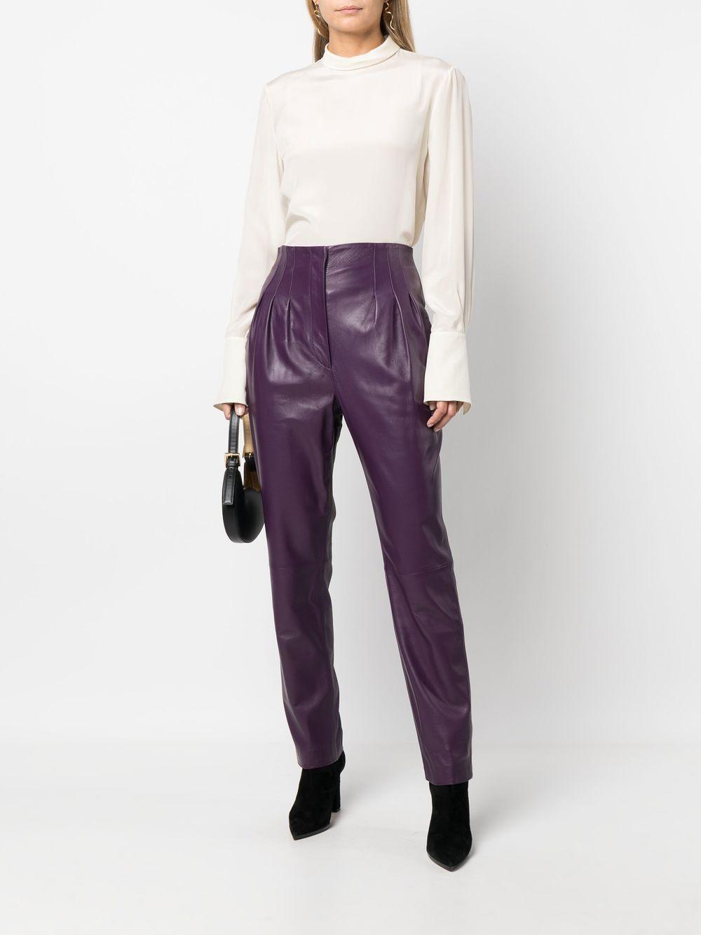 tapered-leg leather trousers