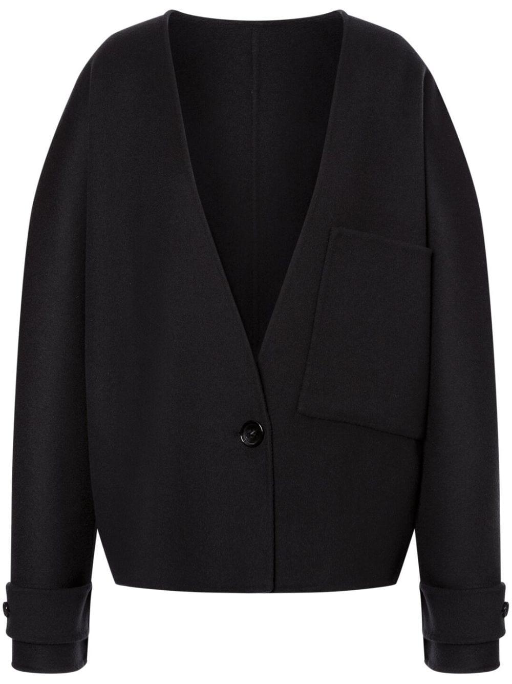 V-neck wool-cashmere jacket