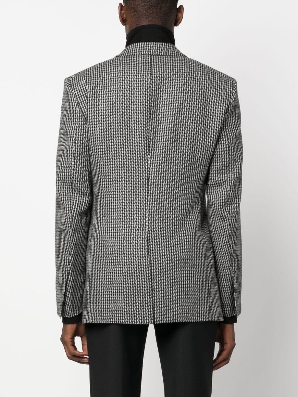 houndstooth-pattern single-breasted blazer