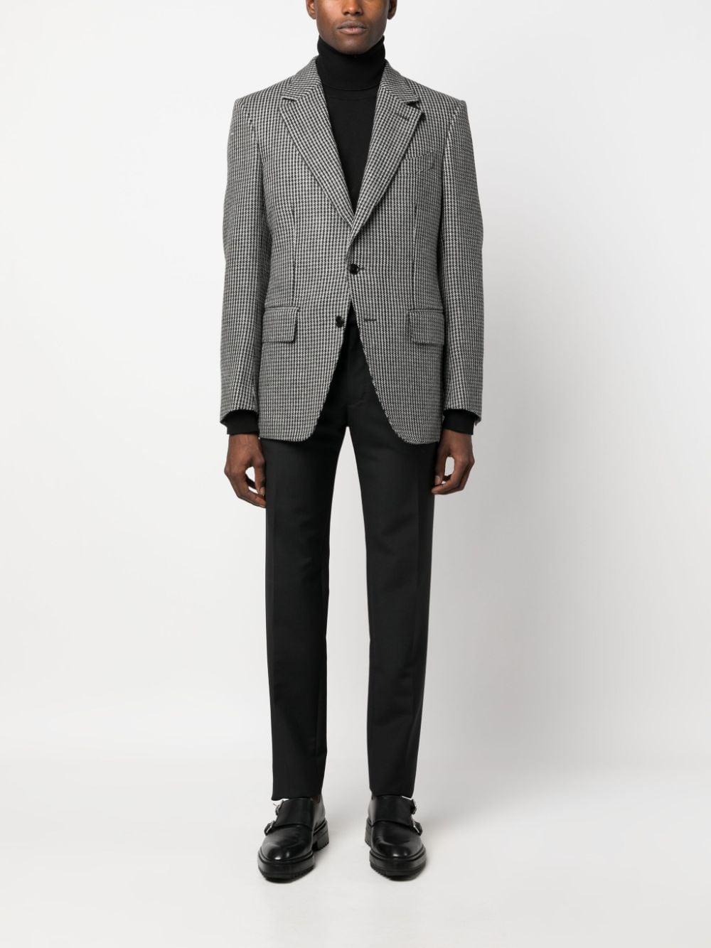 houndstooth-pattern single-breasted blazer