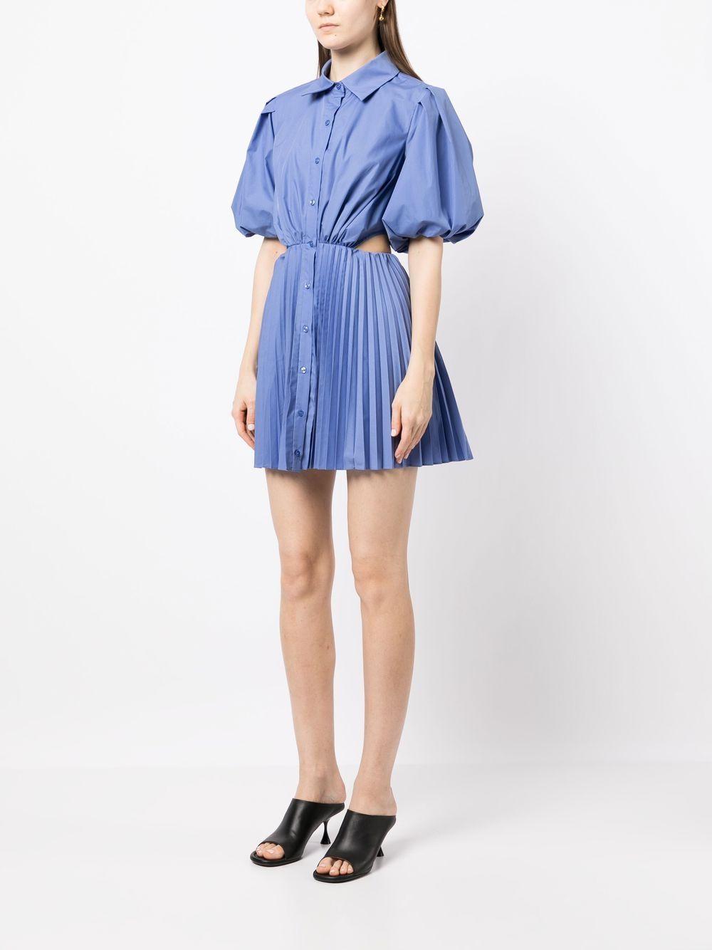 puff-sleeve cut-out shirt dress