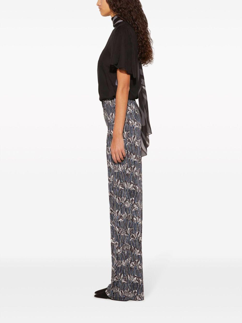 floral print straight-legged trousers