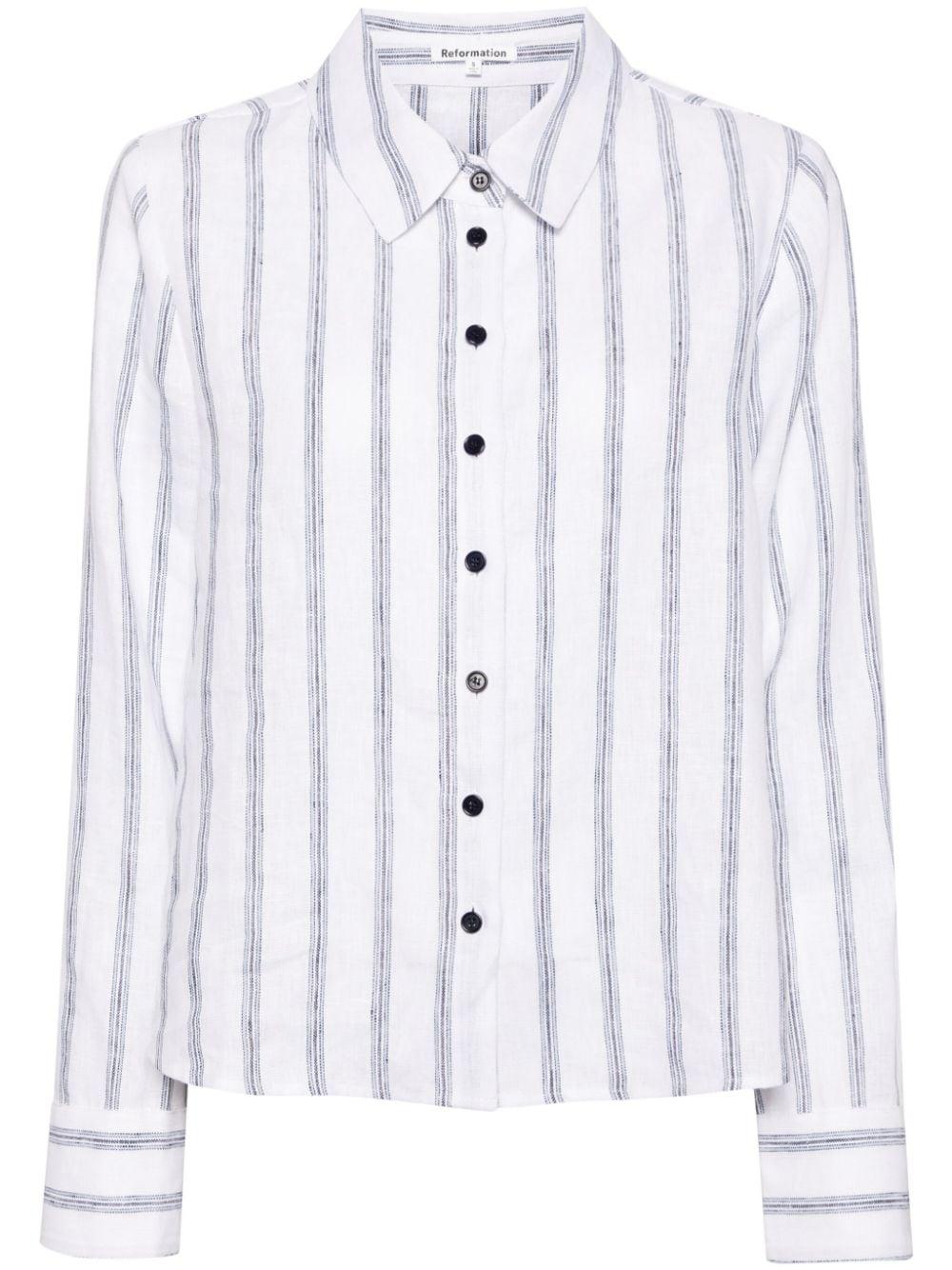 Sky stripe-print linen shirt