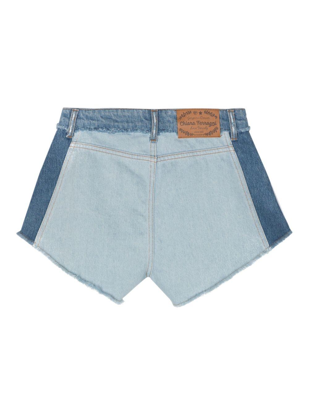 logo-patch denim shorts