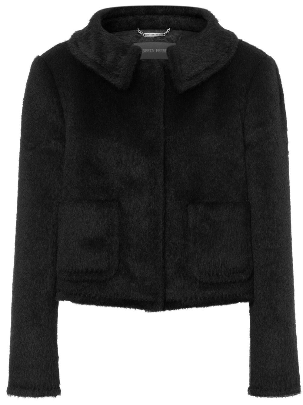 spread-collar faux-fur jacket