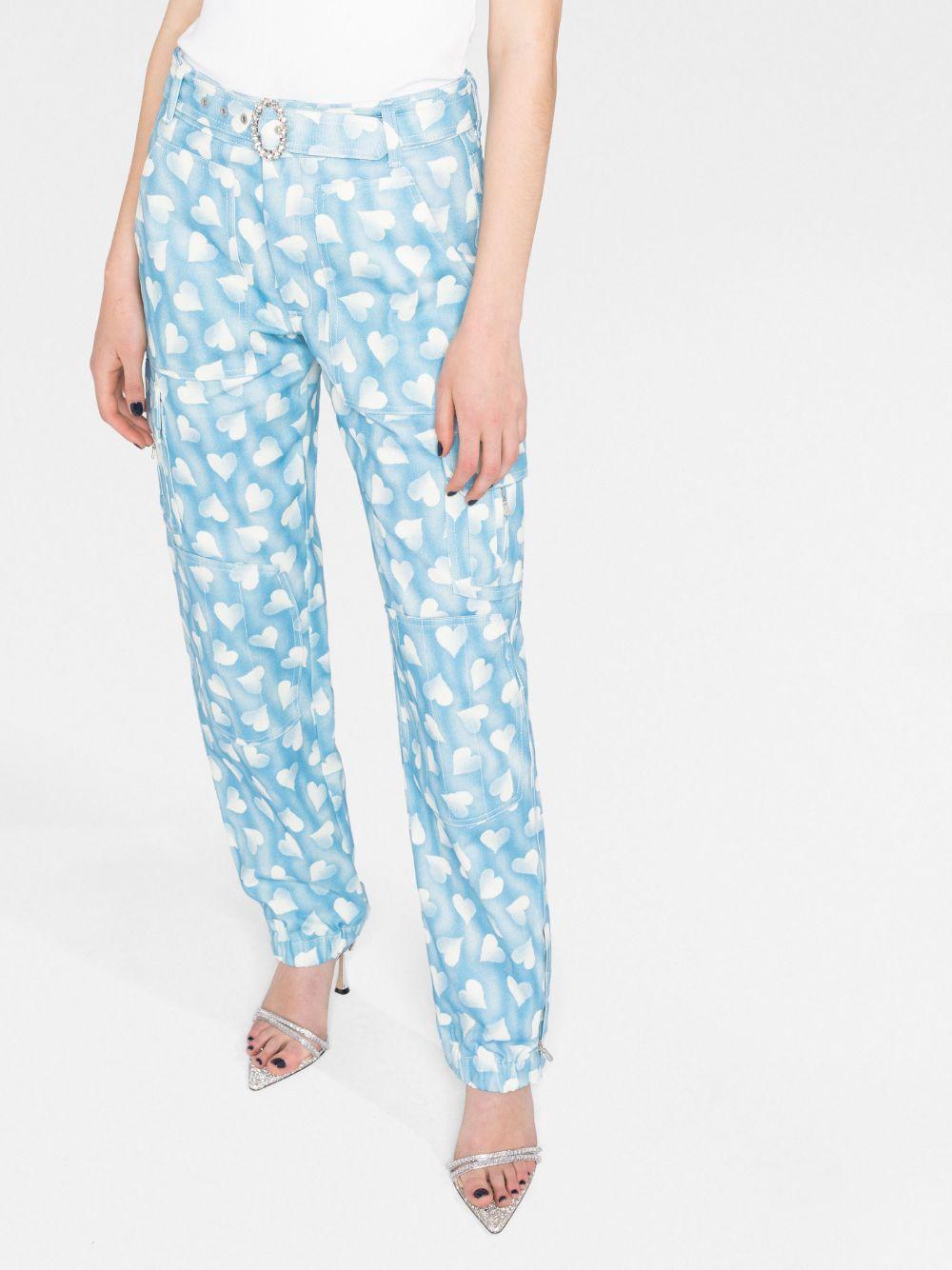 heart-print cargo trousers