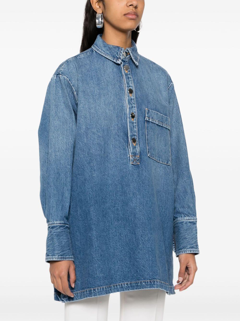 side-buttoned denim blouse