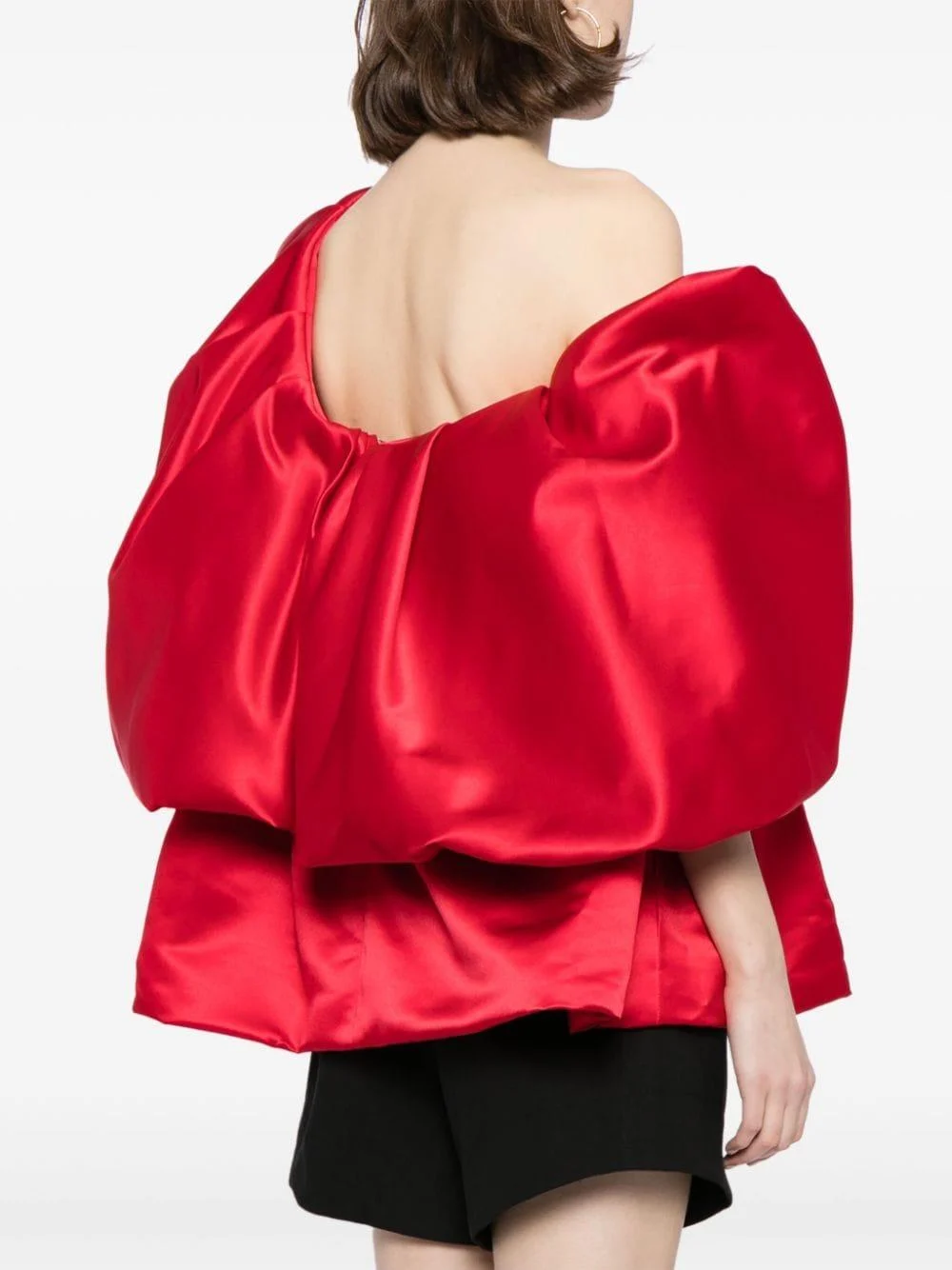 oversized bow satin top