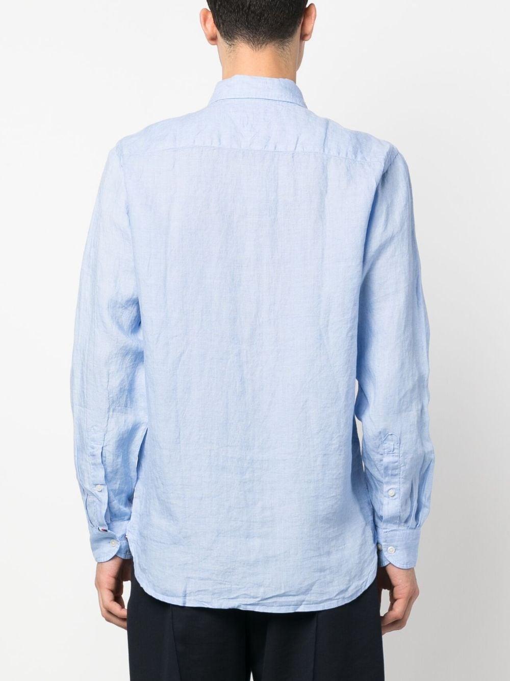 logo-embroidered linen shirt