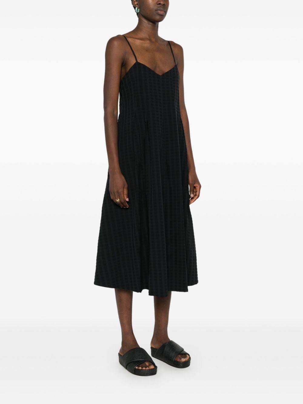  Black Ribbed Sleeveless Midi Dress