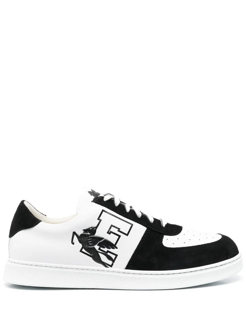 logo print panelled lace-up sneakers