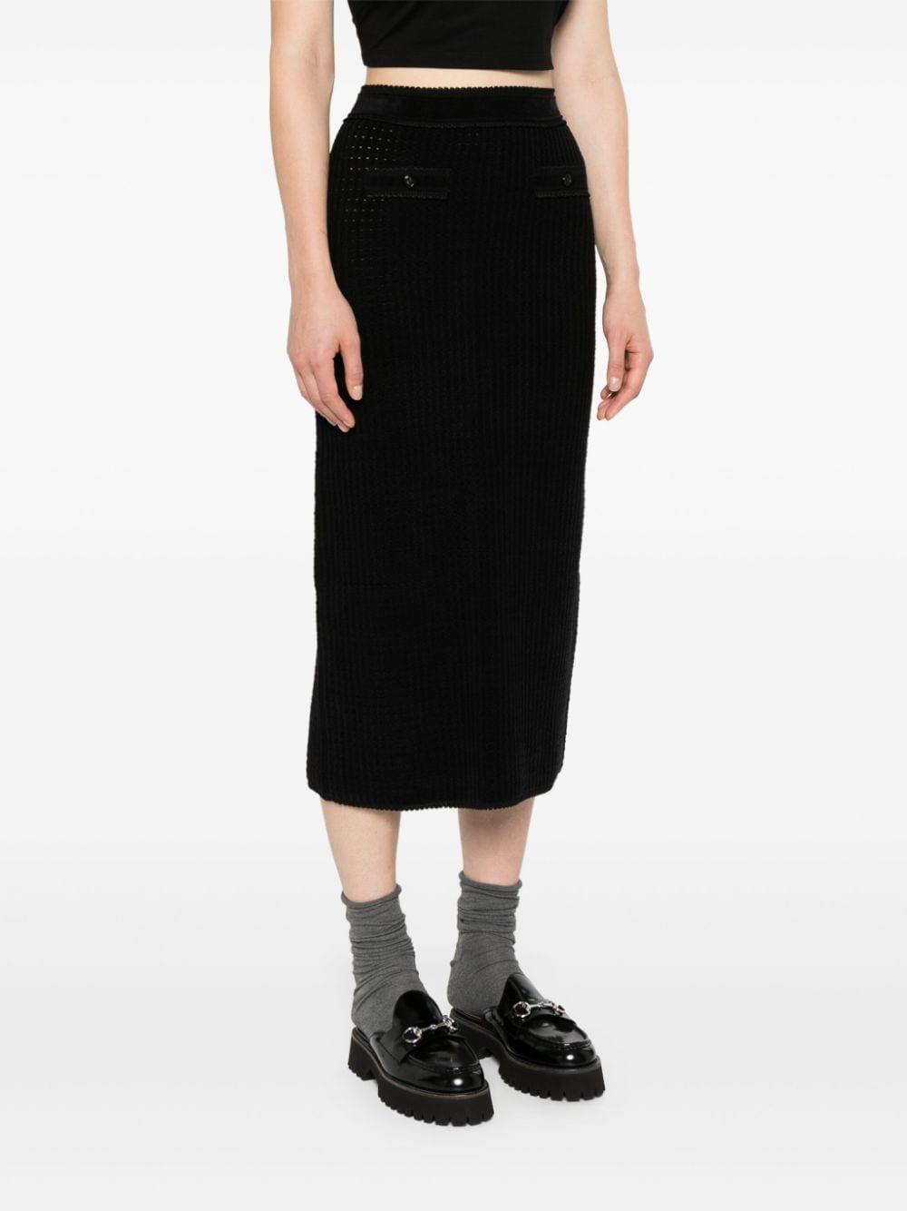 pencil waffle-effect midi skirt