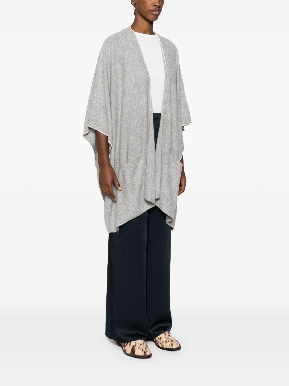 mélange-effect cashmere poncho