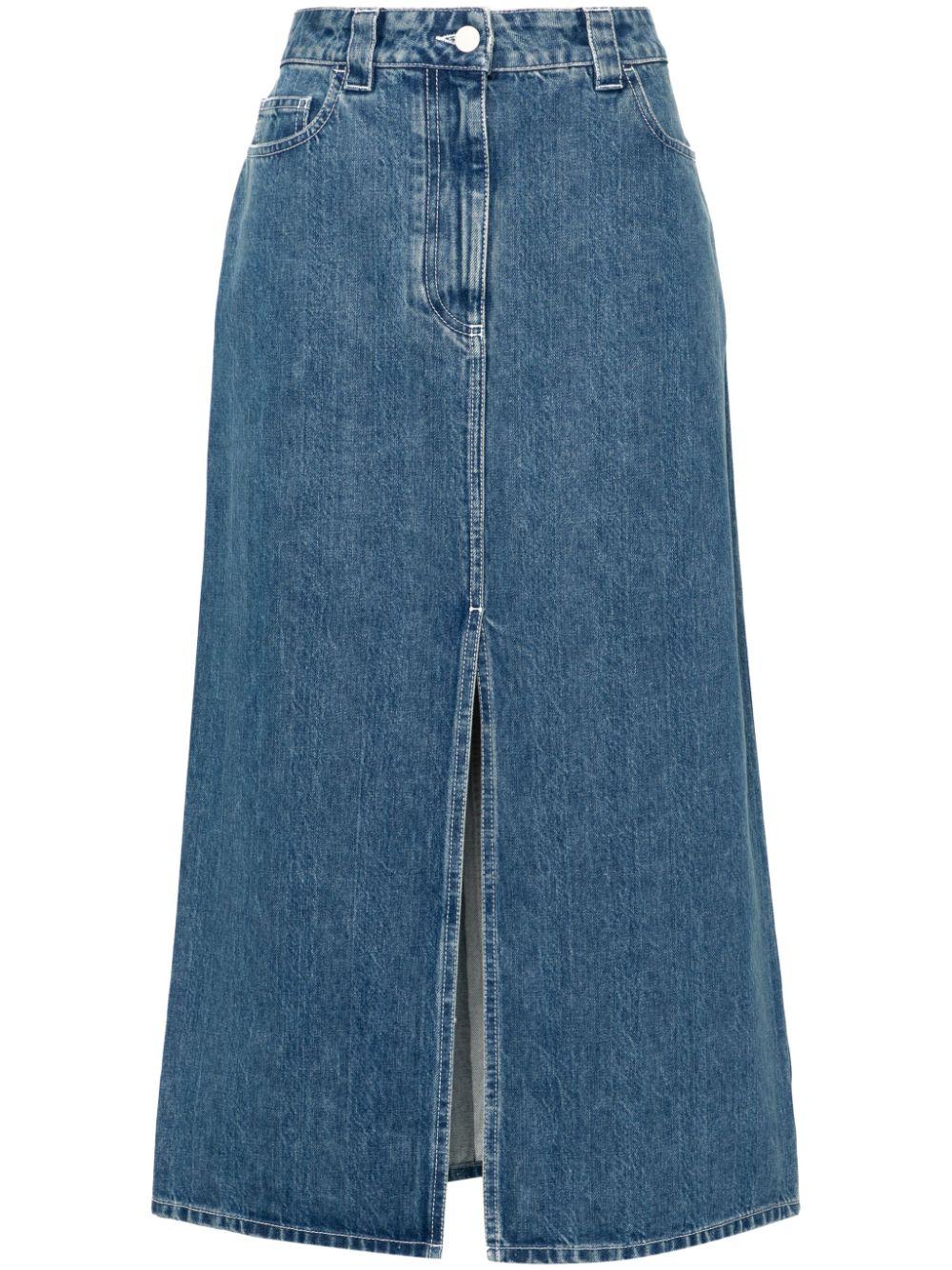 logo-patch denim skirt