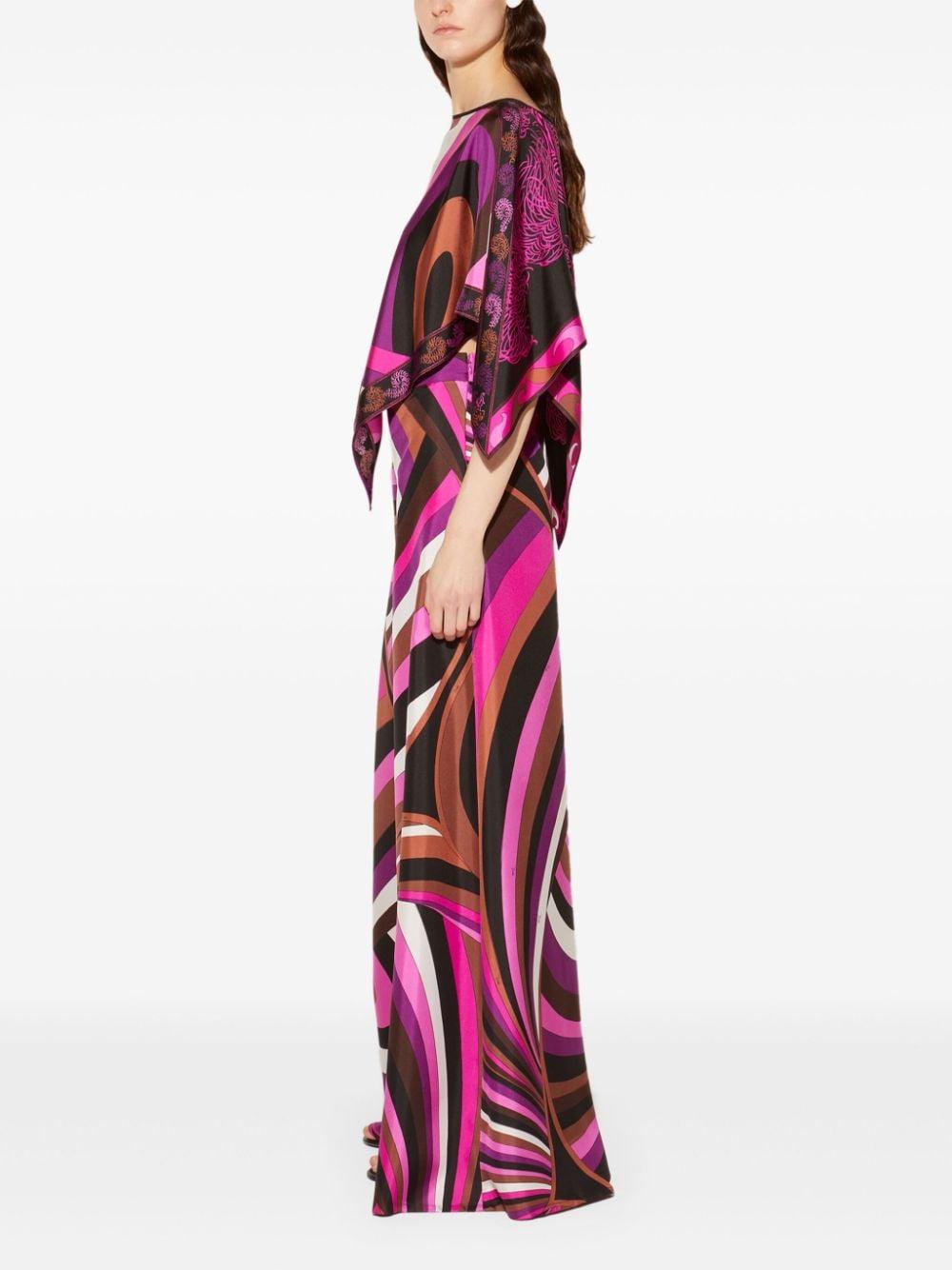 Iride-print silk trousers