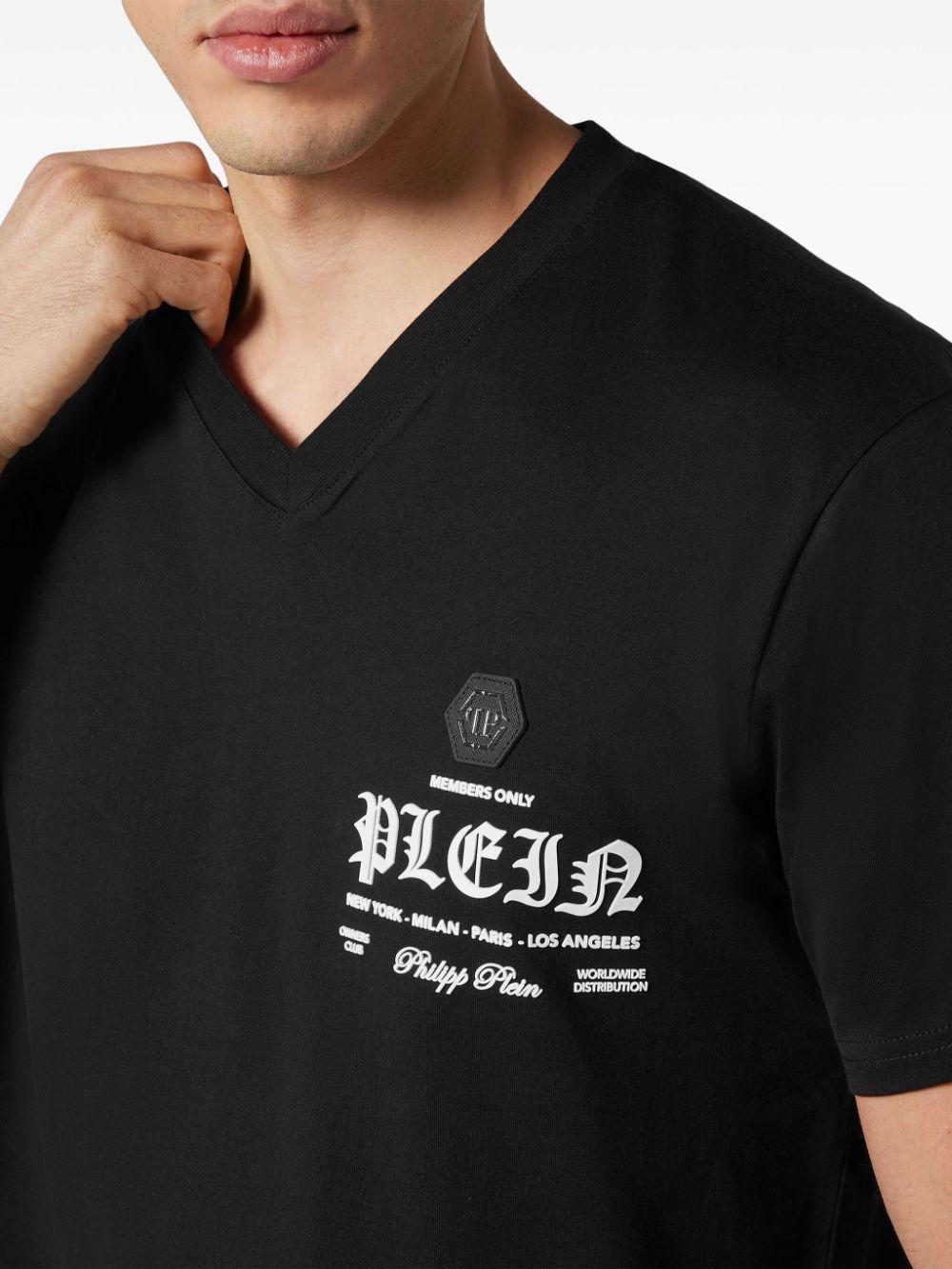 logo-print V-neck T-shirt