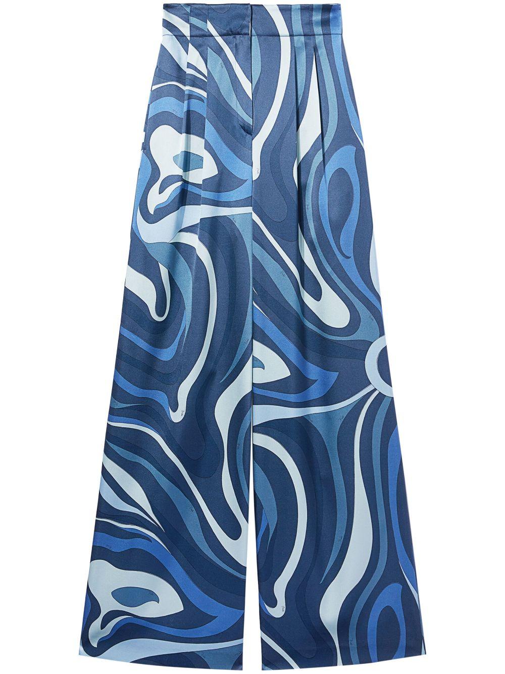 abstract-print silk culottes 