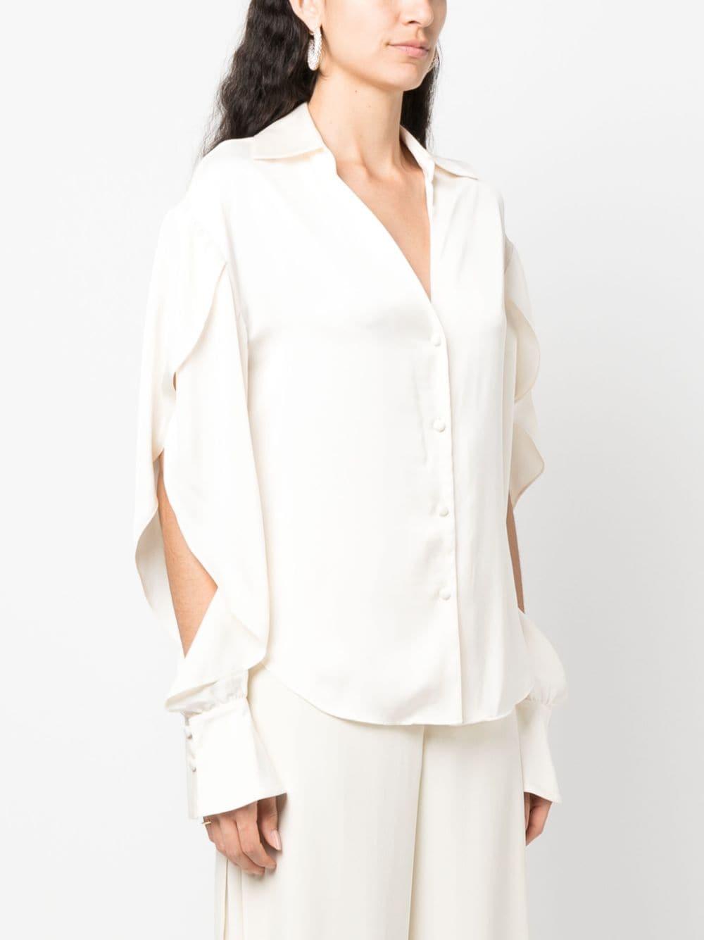 V-neck draped-sleeve shirt 