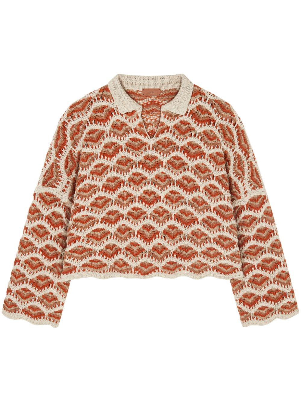 Hawa Mahal crochet-knit polo jumper