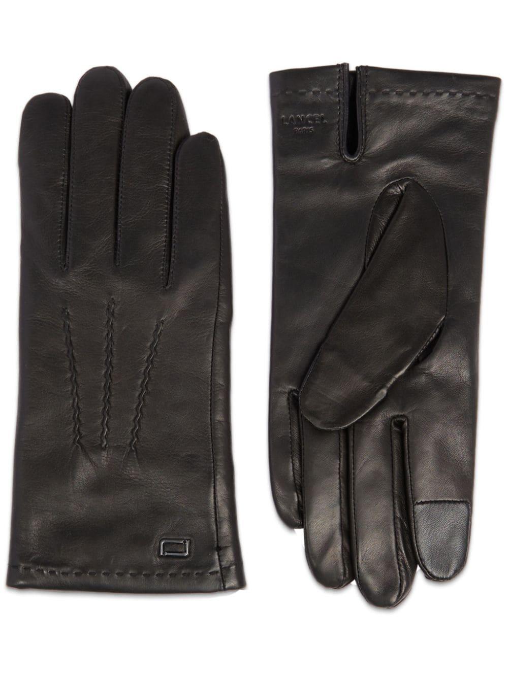 Sellier logo-stamp leather gloves