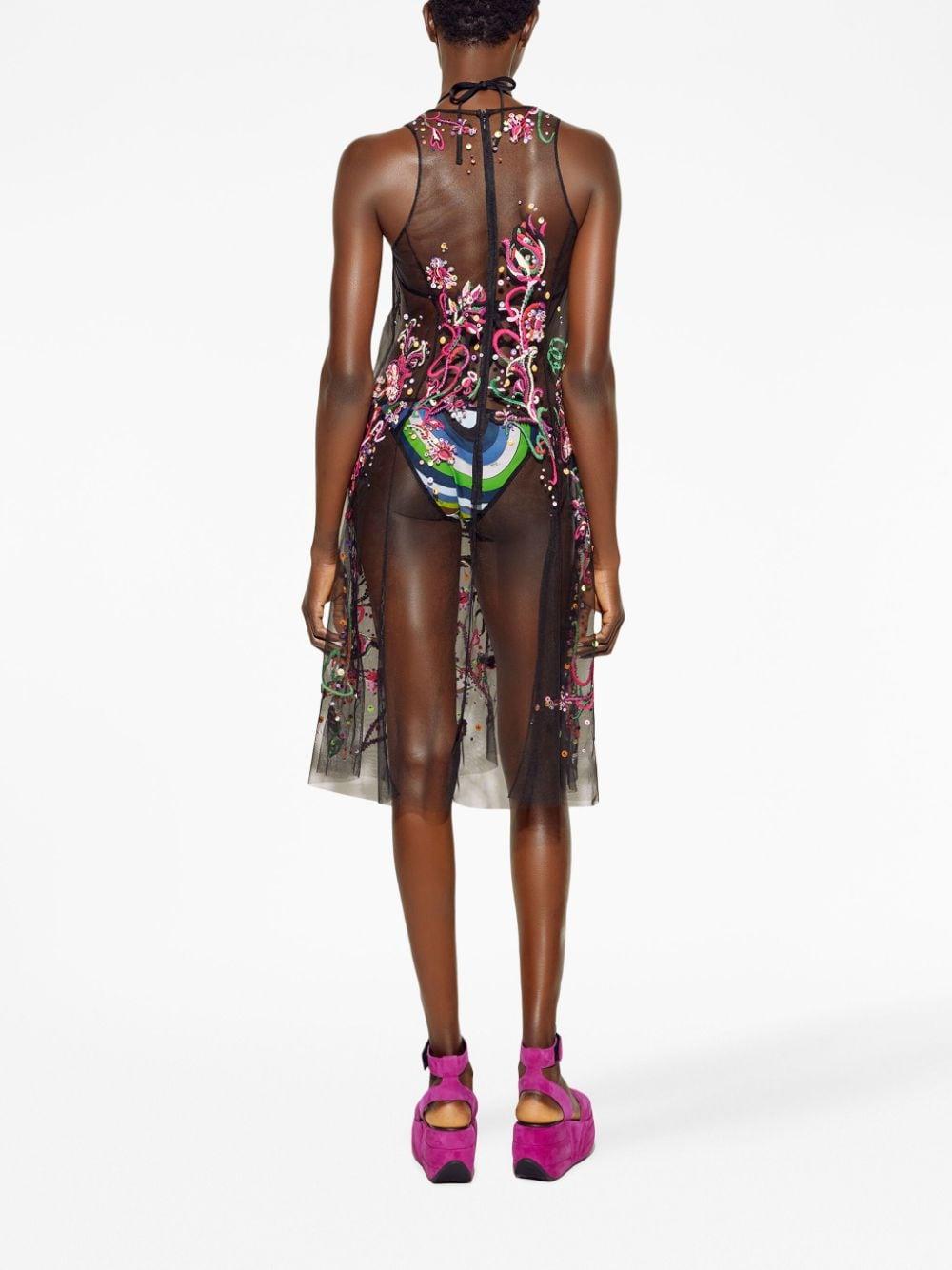 Fungo-embroidered sheer beach dress