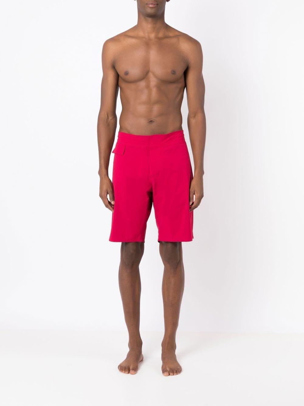 knee-length swim shorts