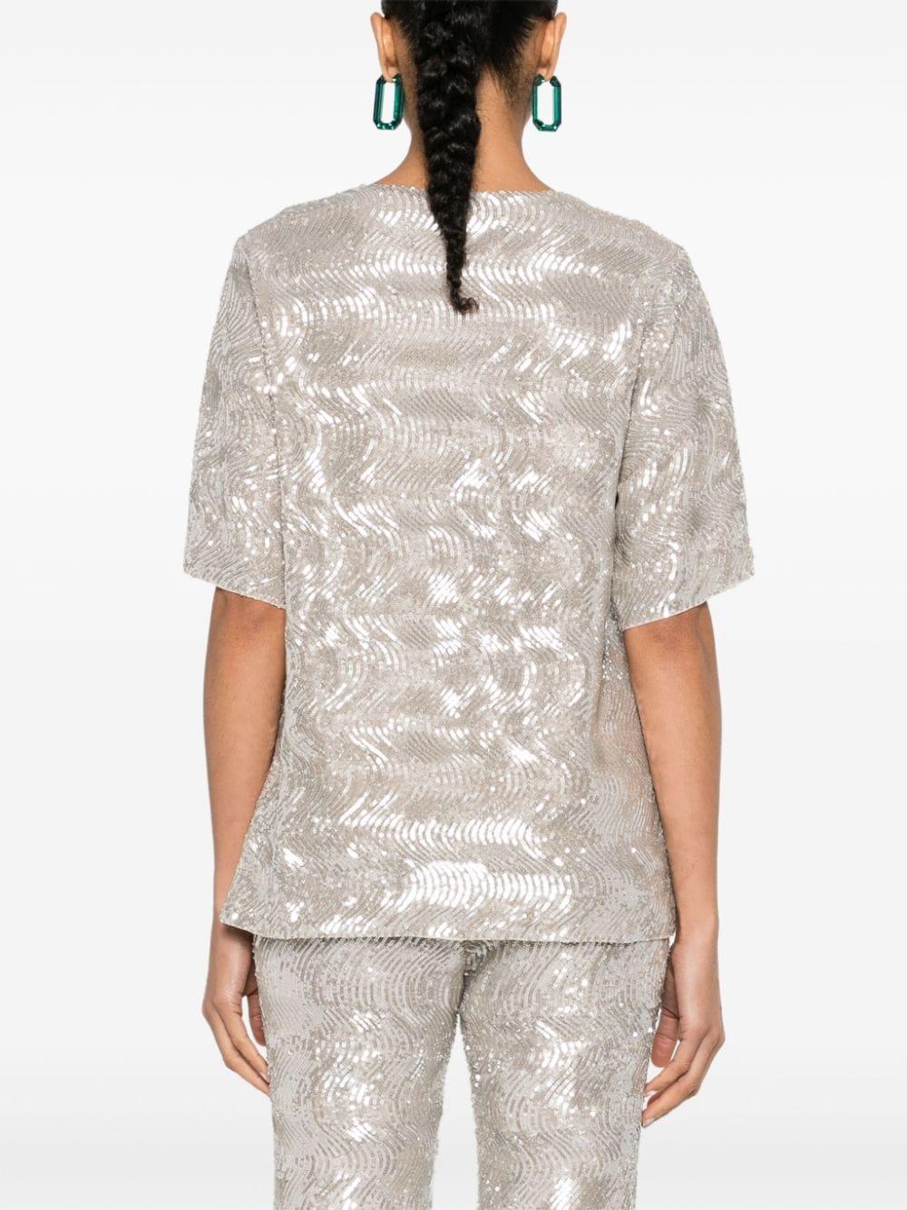 sequinned short-sleeve blouse