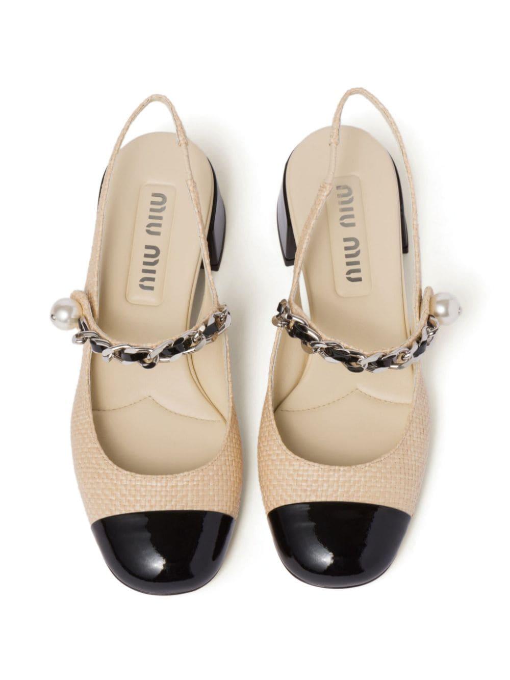 35mm pearl-embellished raffia pumps