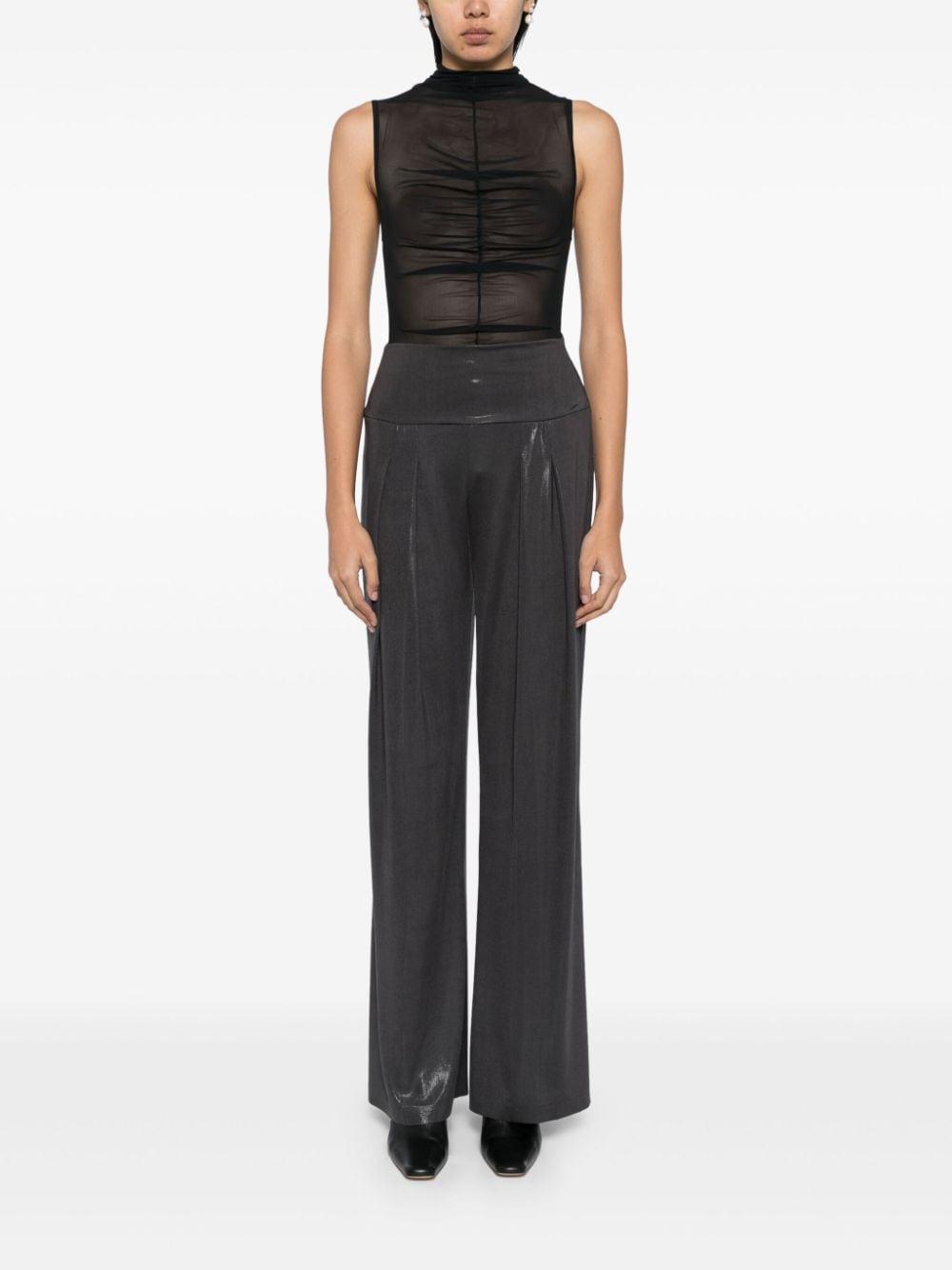 pleated straight trousers