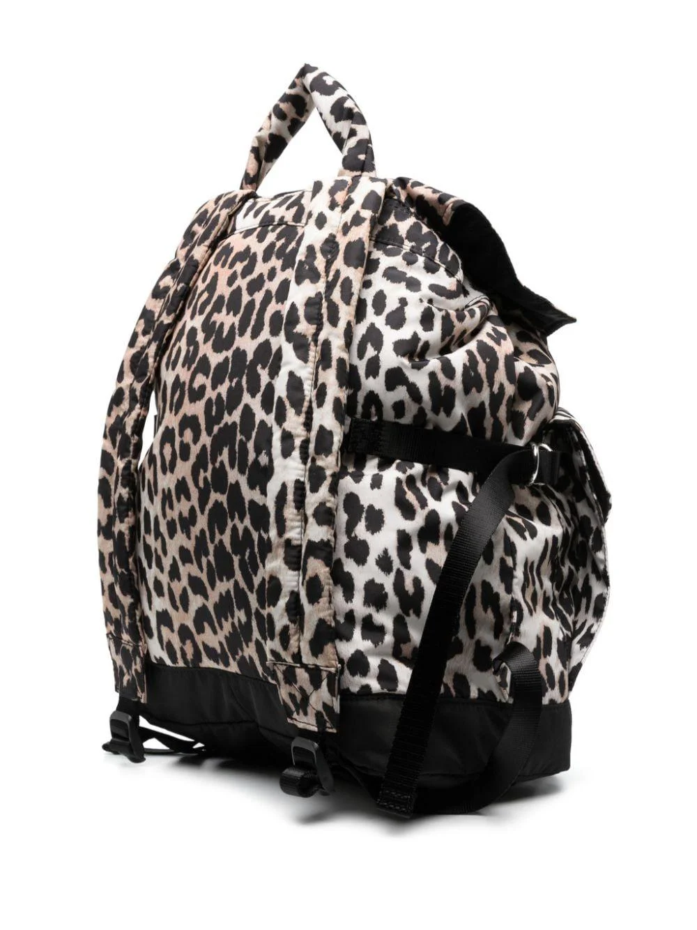 leopard-print buckled backpack