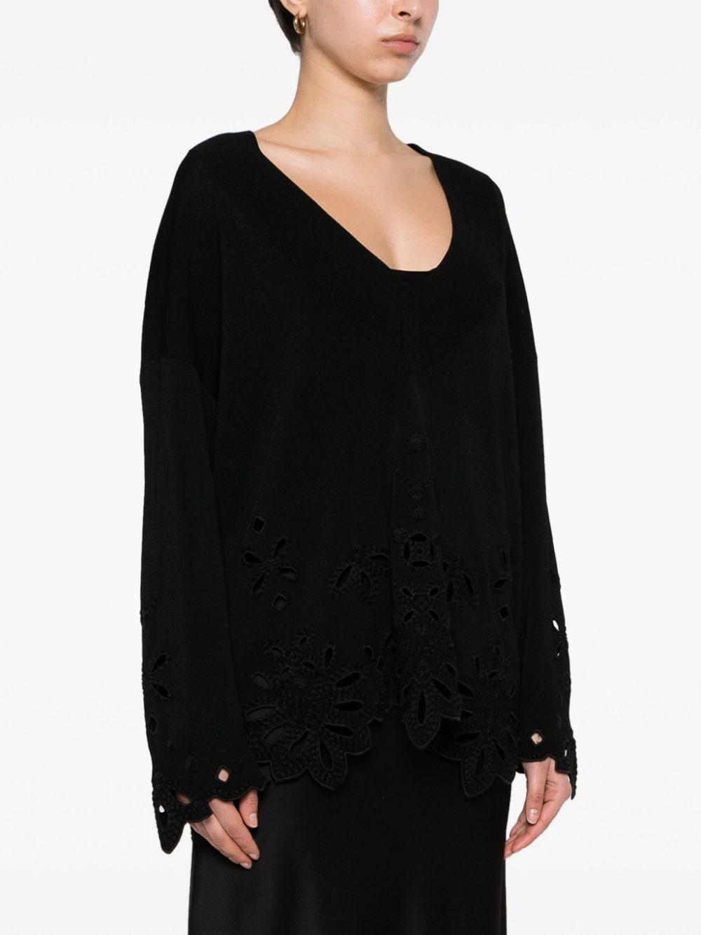 broderie-anglaise ribbed jumper