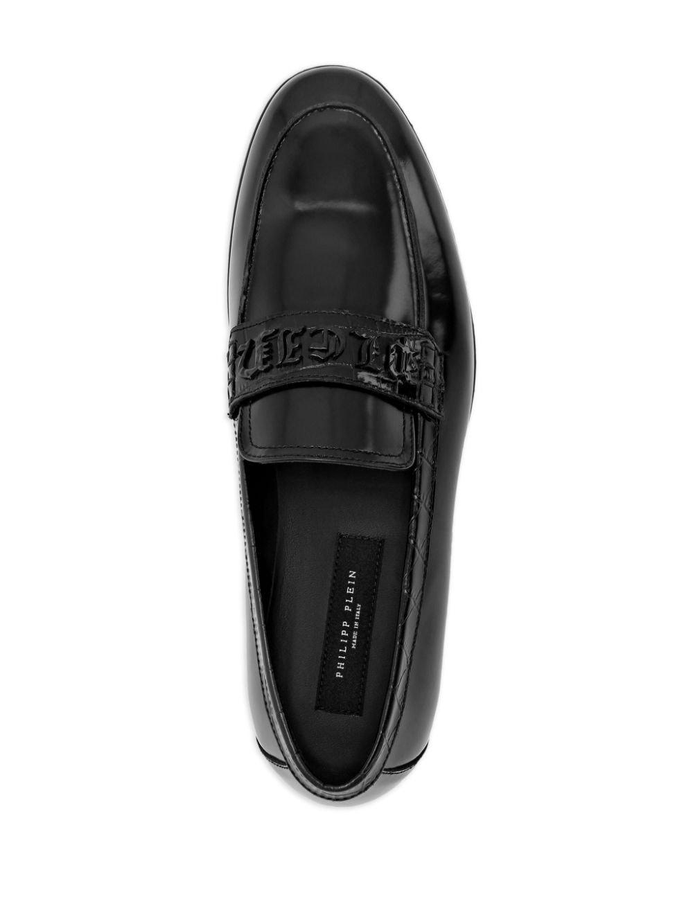 logo-plaque leather loafers