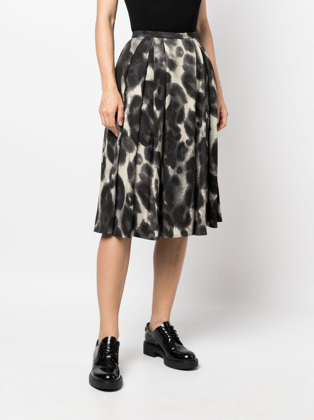 abstract-print pleated skirt