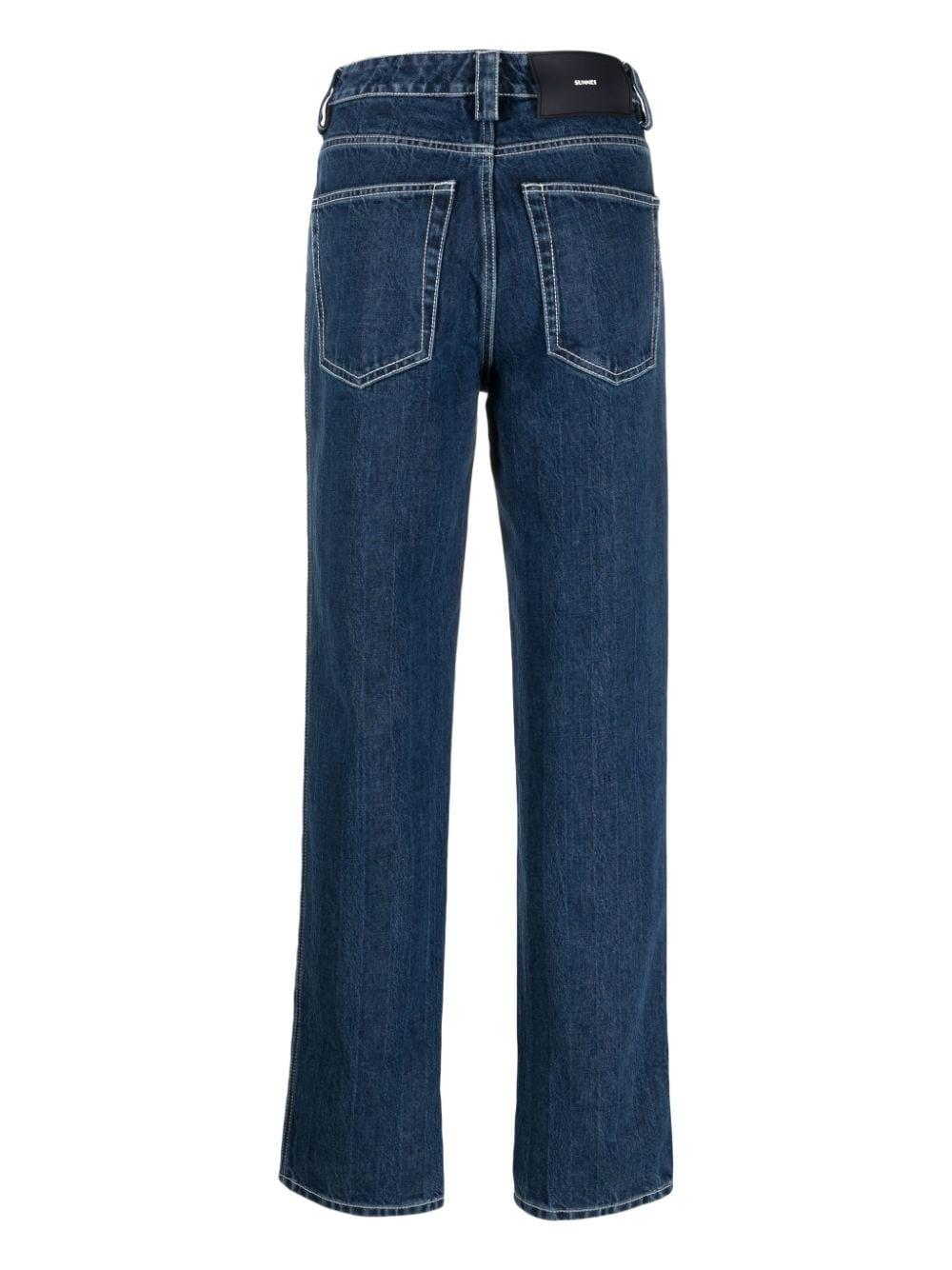 contrast-stitching straight-leg jeans