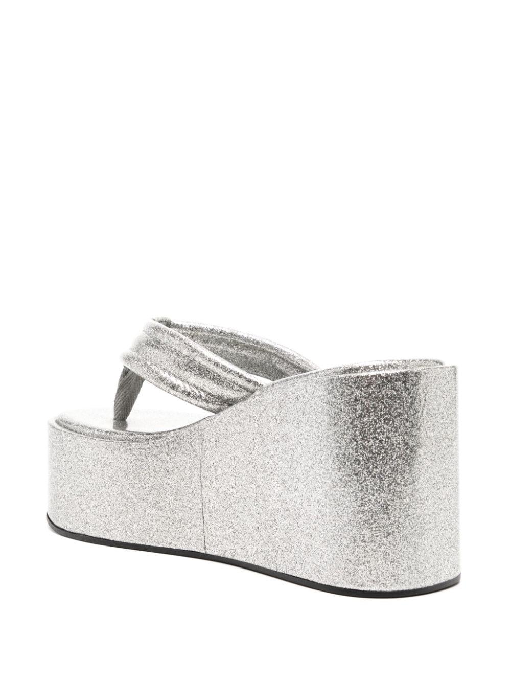 glitter branded wedge mules