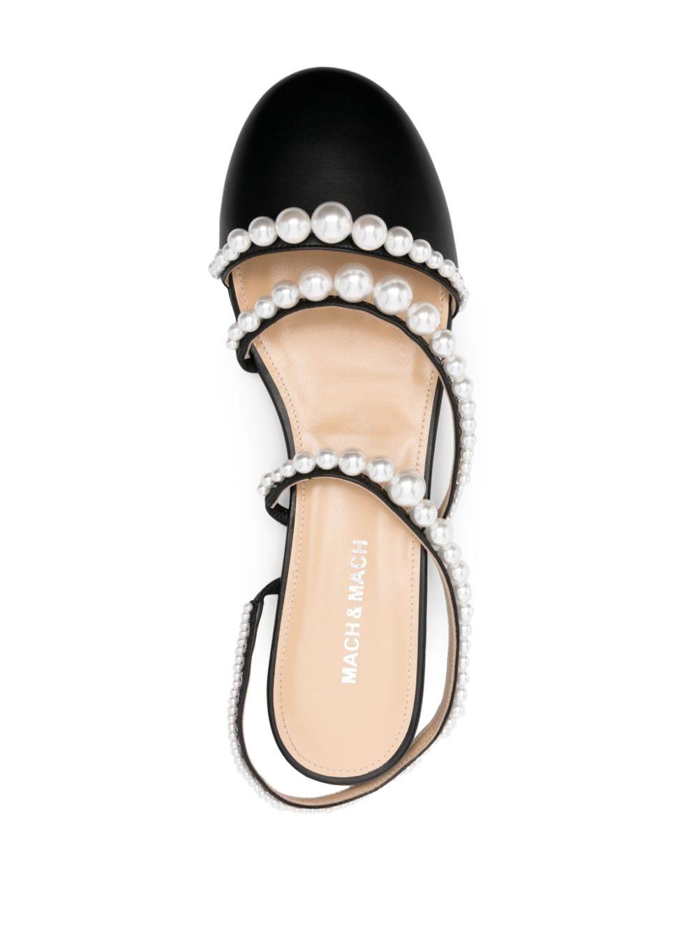 pearl-embellished leather ballerina shoes