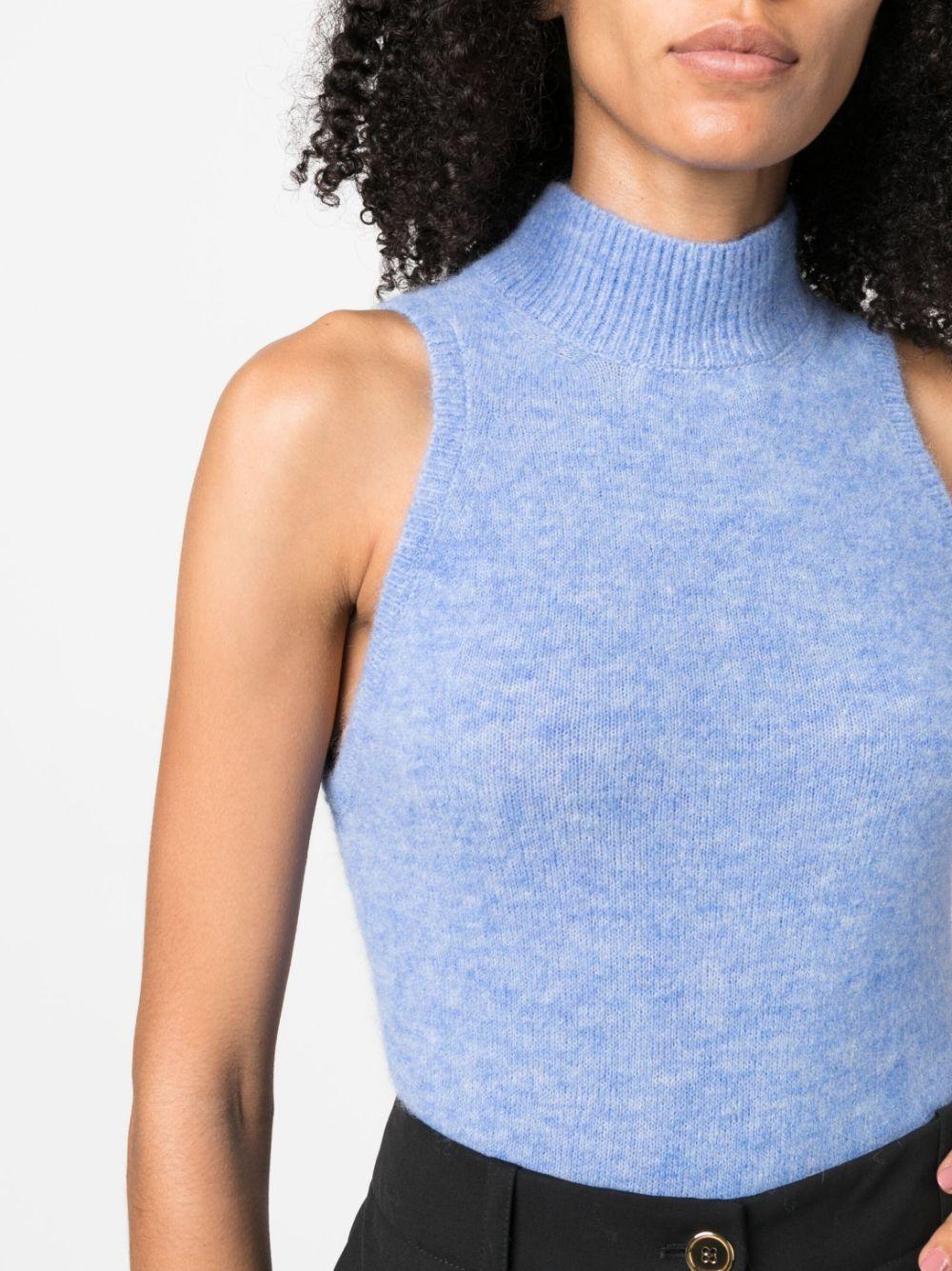 mock-neck knitted top