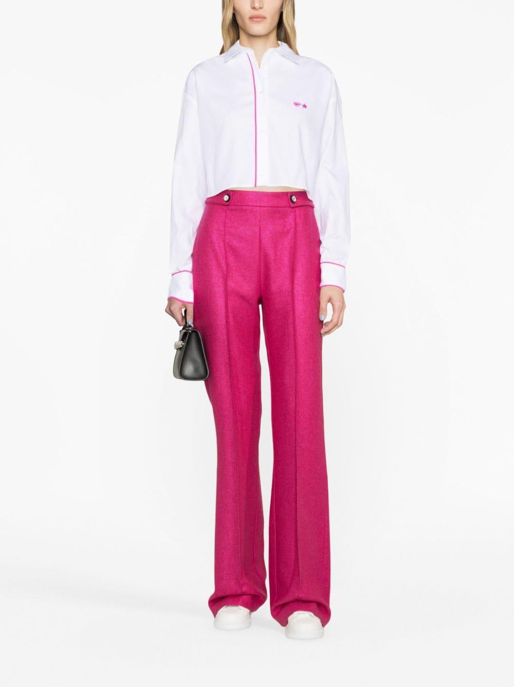 metallic-threading flared trousers