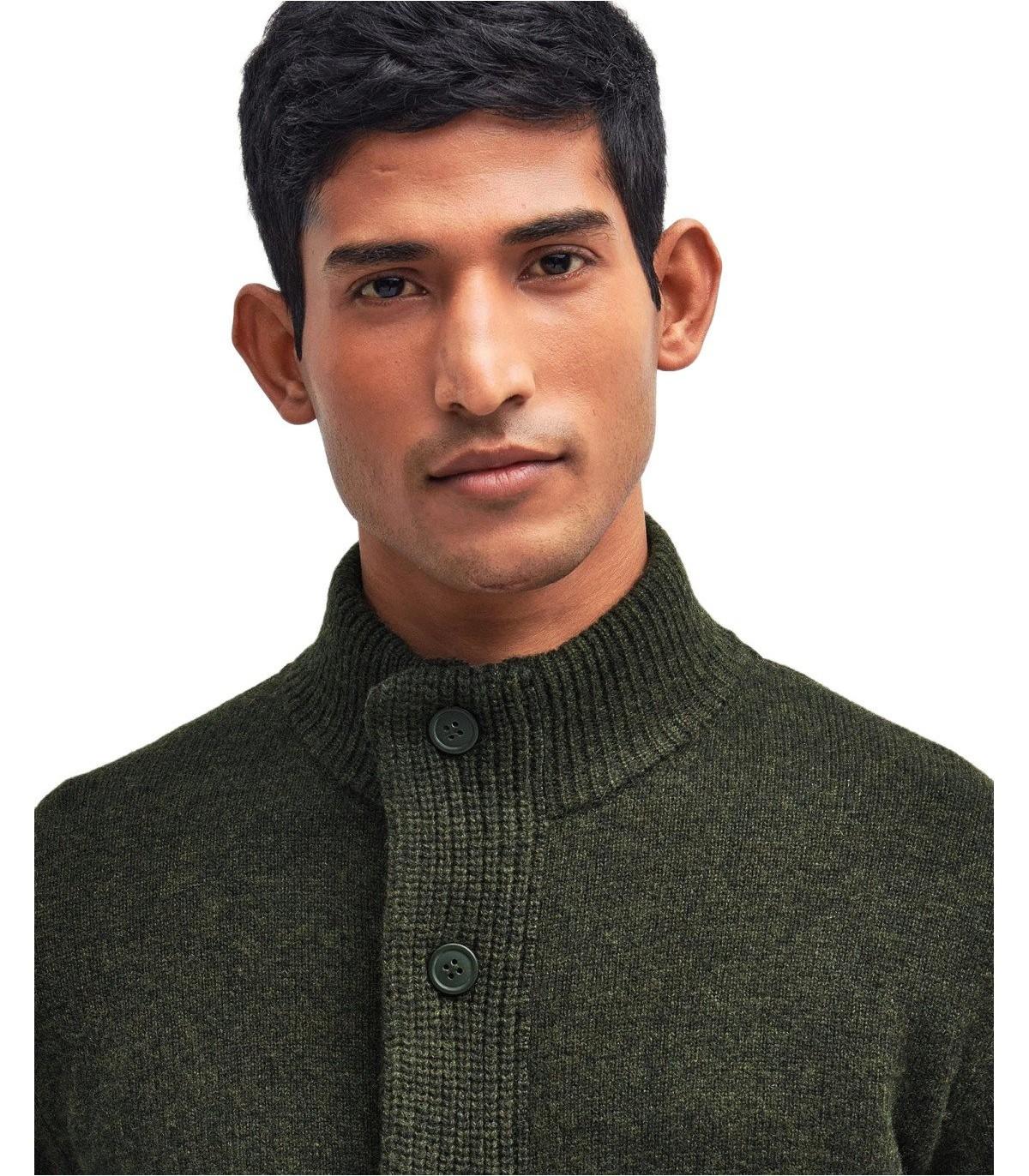 barbour essential patch green cardigan