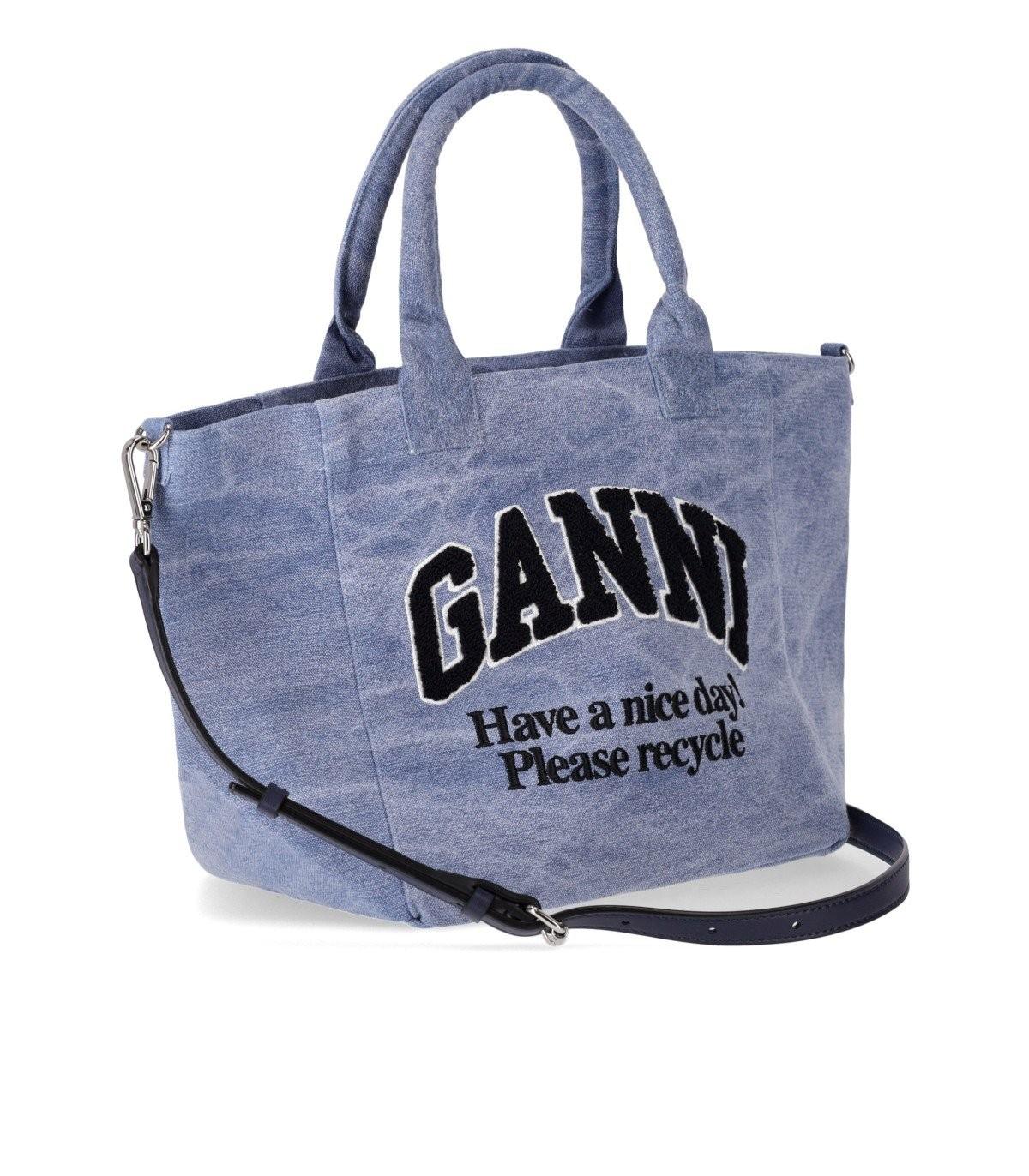 Ganni  Washed Blue Small Shopping Bag