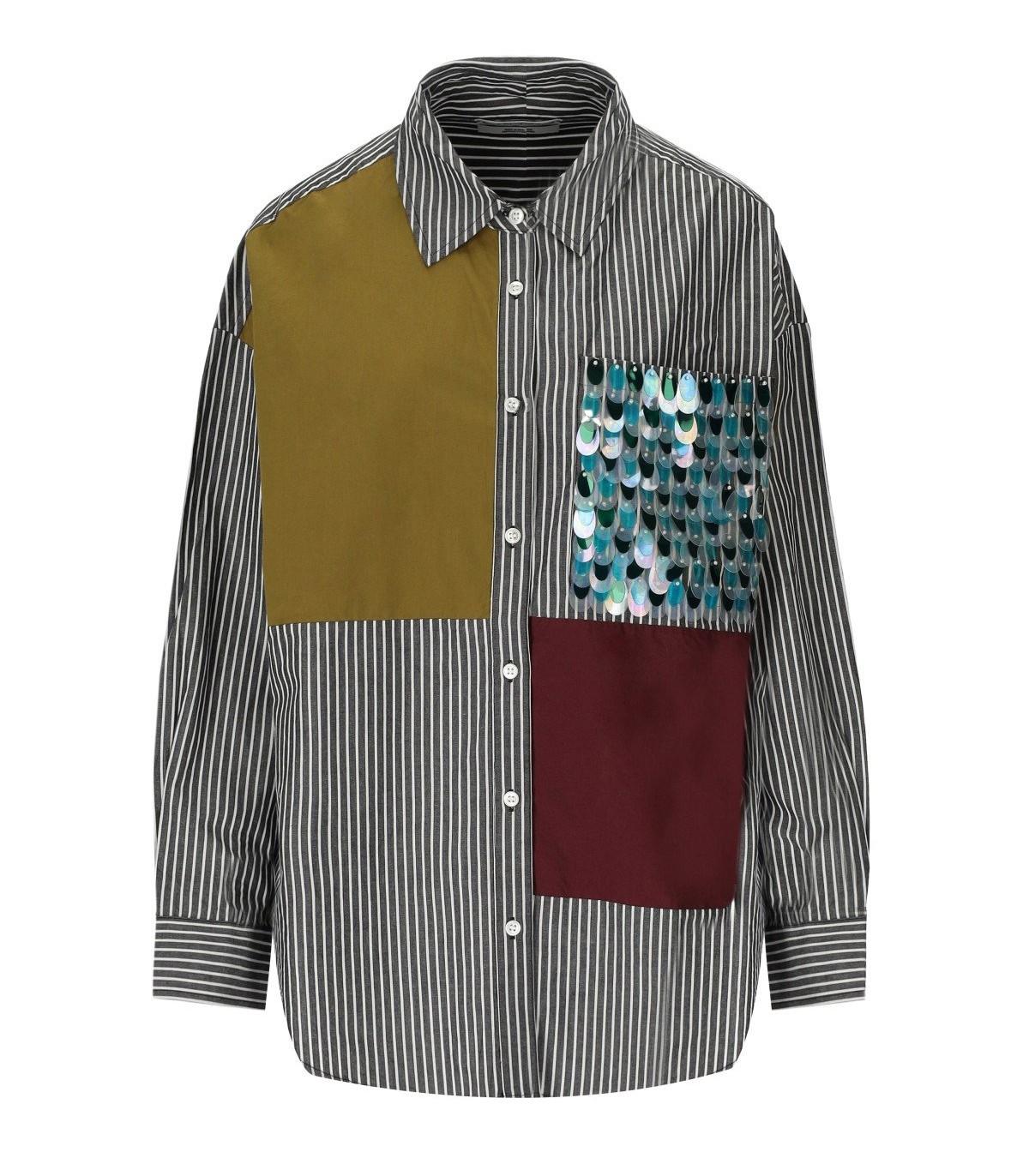 essentiel antwerp glam multicolored patchwork shirt