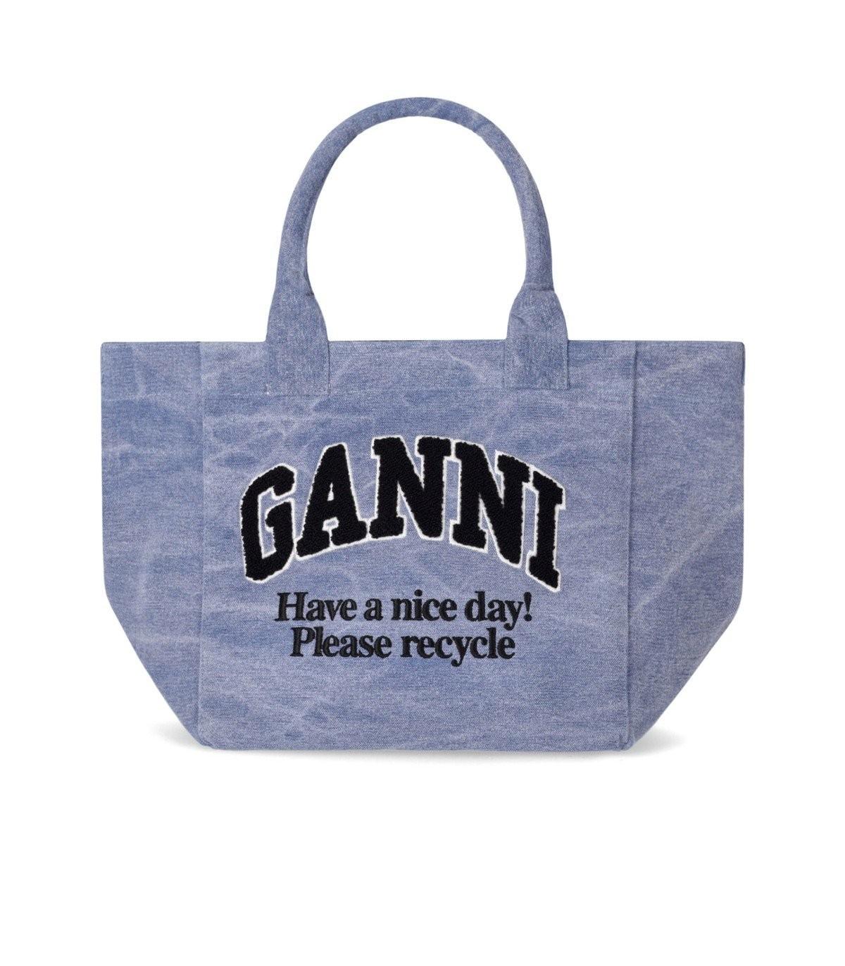 Ganni  Washed Blue Small Shopping Bag