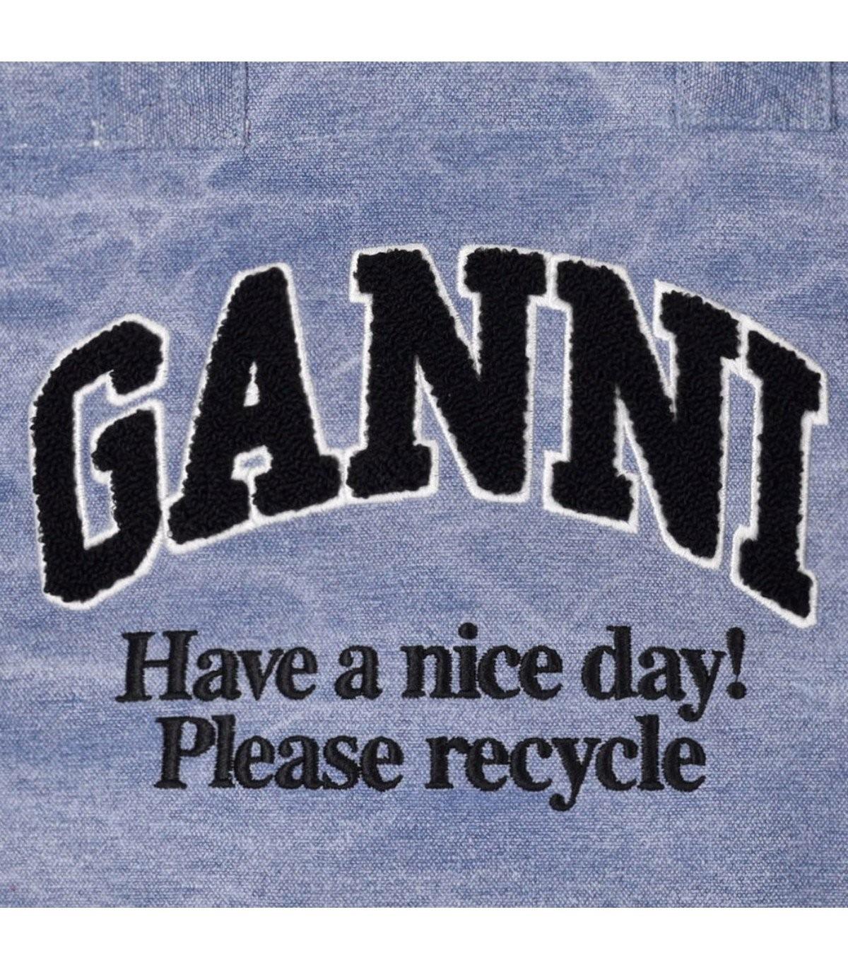 Ganni  Washed Blue Small Shopping Bag