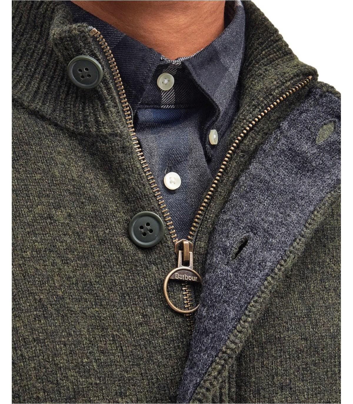 barbour essential patch green cardigan